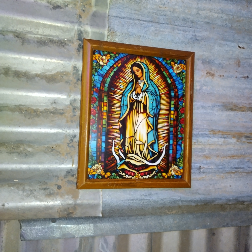 Lady of Guadalupe Stained Glass Style Framed Art Print By Neon Nicho